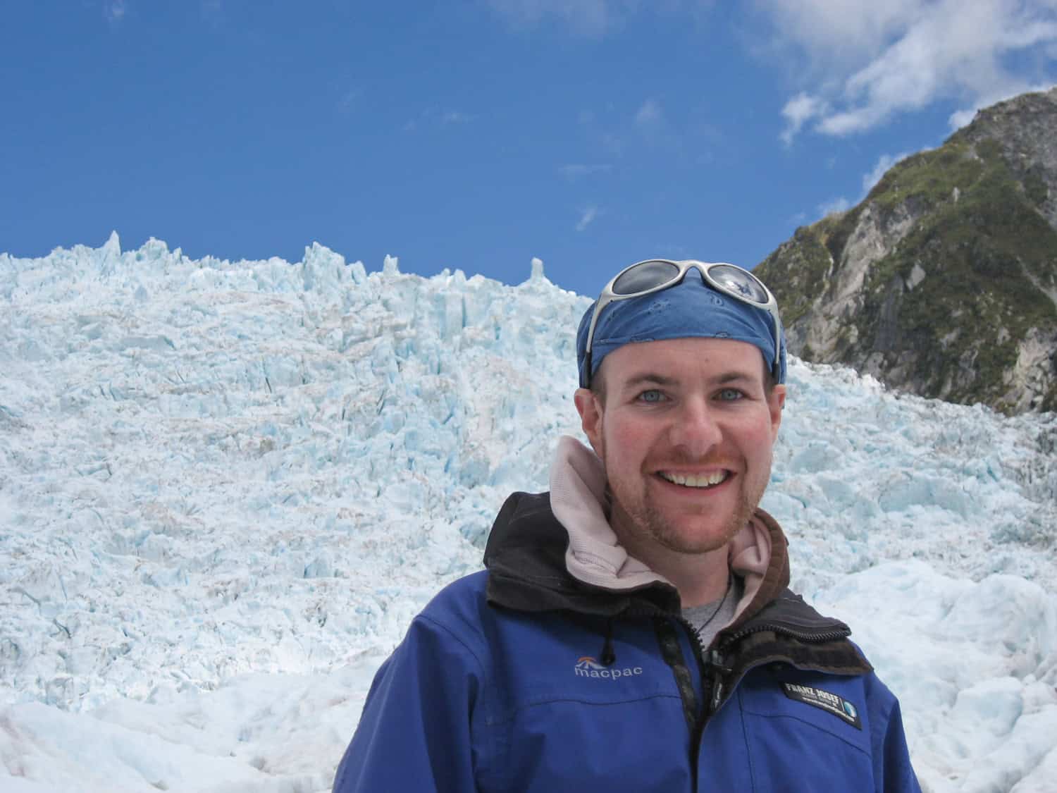 Dave standing on Franz Josef Glacier in New Zealand.