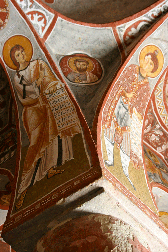 Fresco from church carved in a cave in Goreme open air museum.