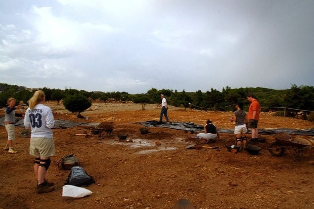 Archaeological dig site in Menorca, Spain