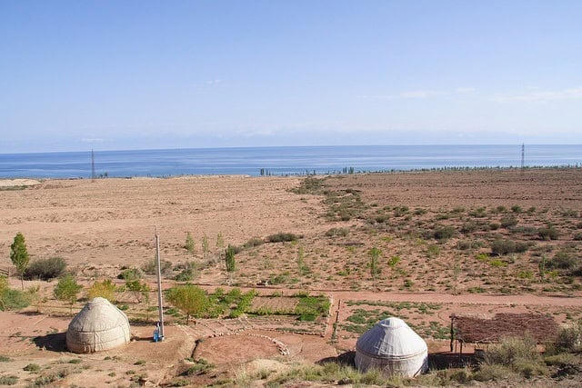 yurts in the morning