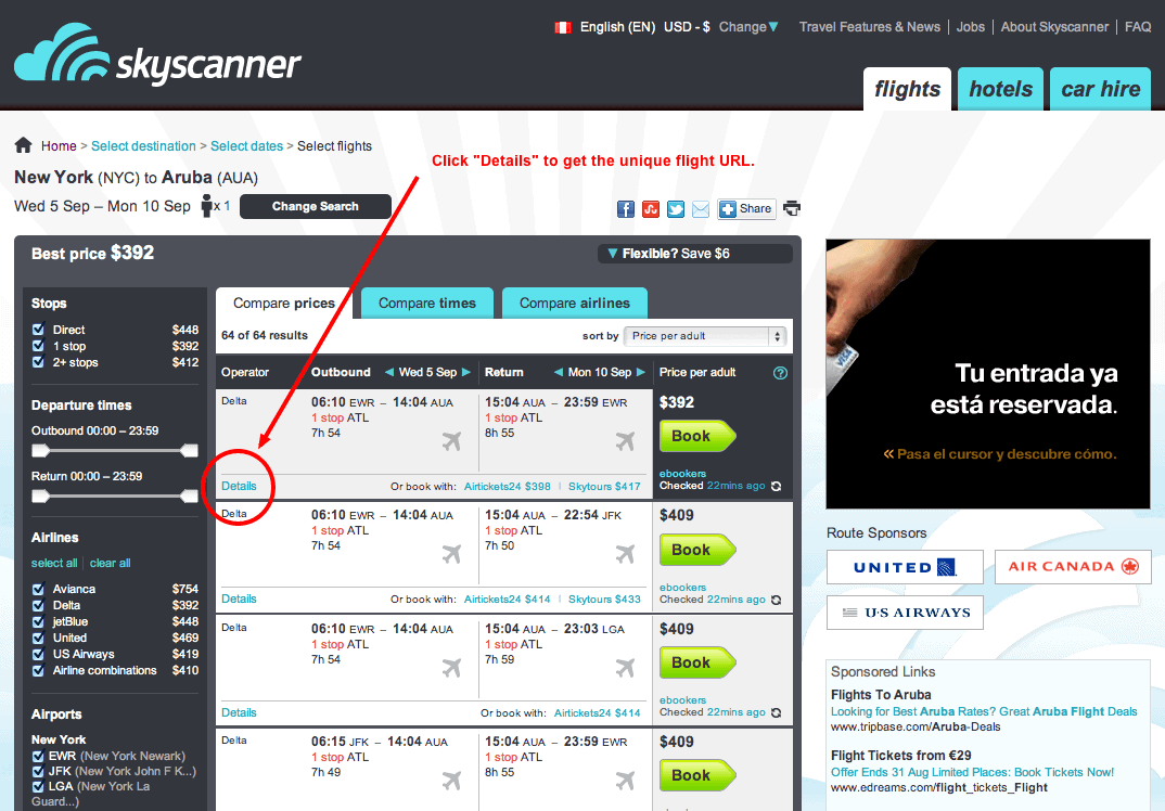 Skyscanner Search Results