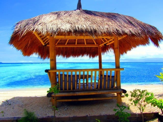 Thatched hut on Gili Air, a tiny island compared to Bali.