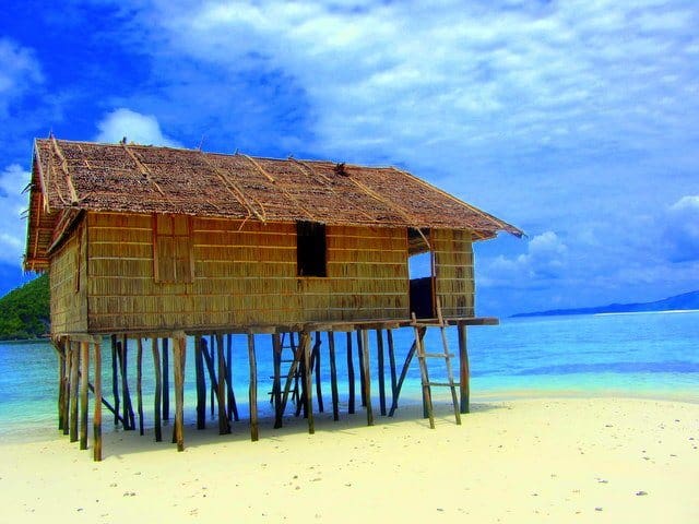 Raja Ampat beach house on stilts.