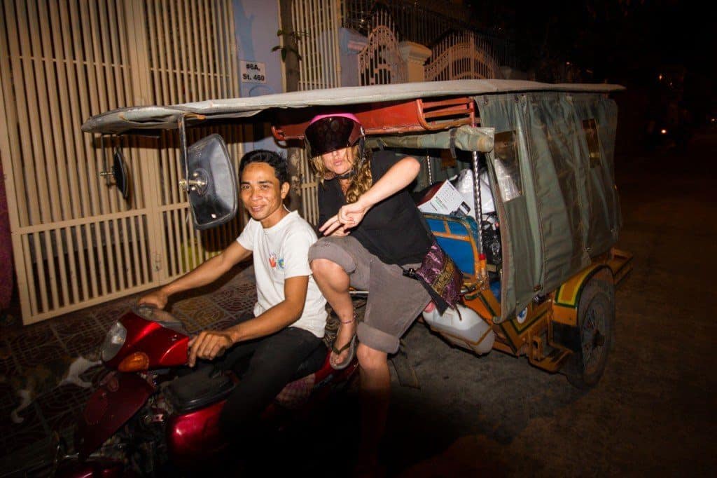 A Cambodian tuk-tuk. A motorbike with carriage on the back - we used one to move house, total cost less than $5 to take everything we owned