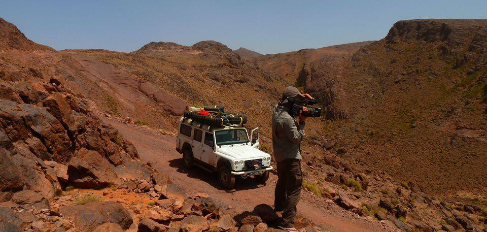 Filming a Moroccan landscape. I think the Air Mountains of Niger and Northern Chad may look like this.