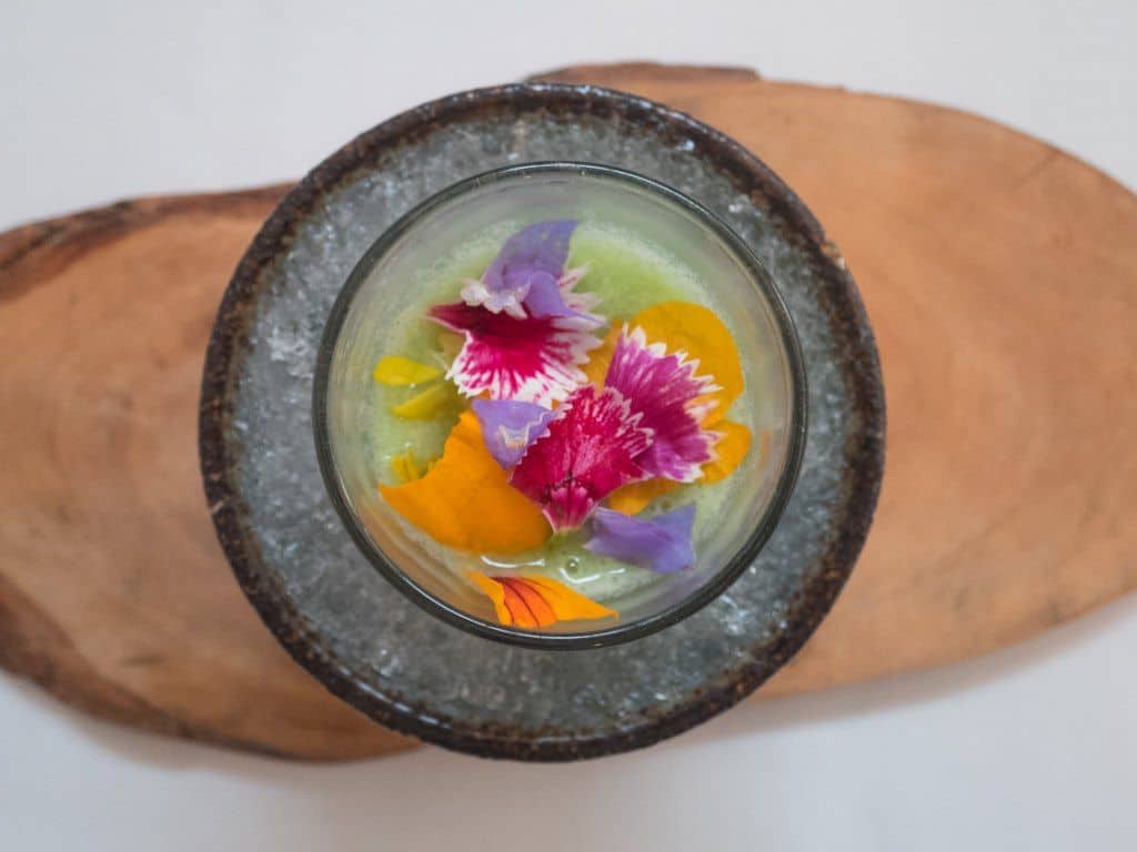 Cactus milk with retama petals at Central