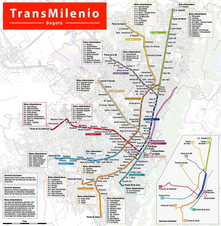 Bogotá Transmilenio map