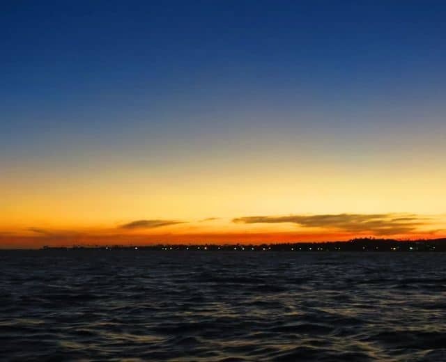 On the boat ride back to Salvador from Itaparica, we saw the sunset over the island. 