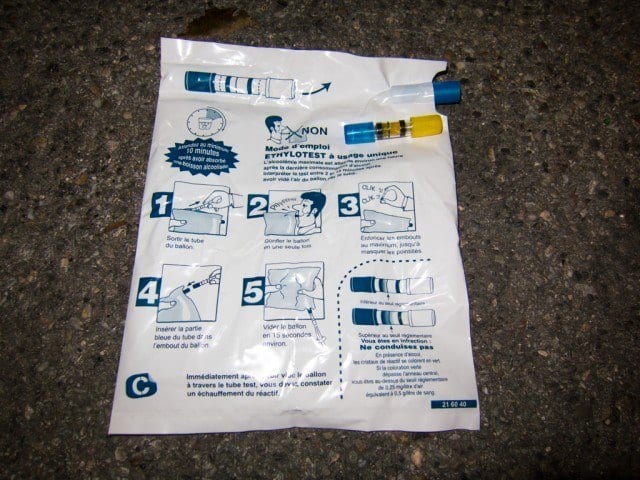 Disposable breathalyzer