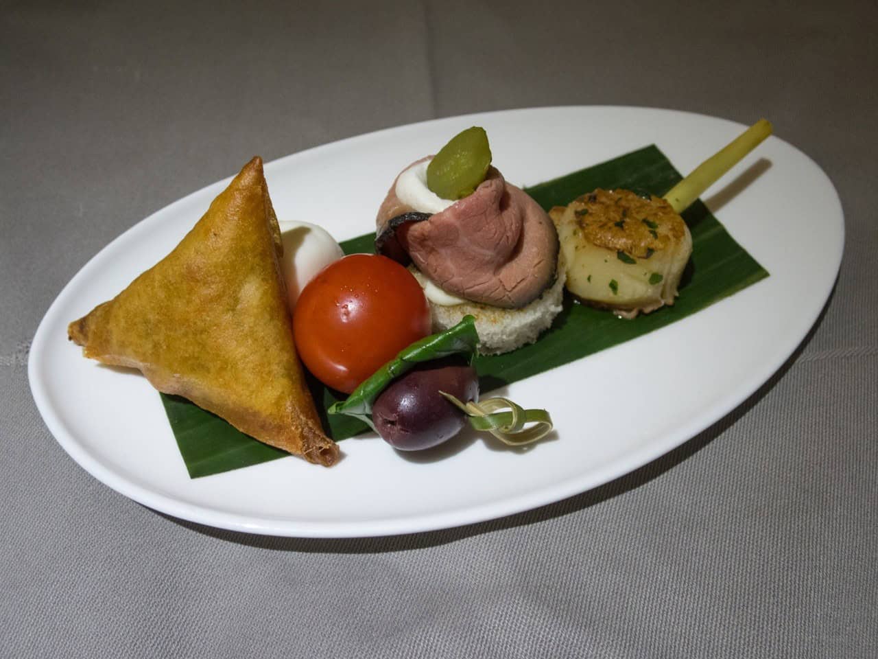 Mezze to begin the Turkish Airlines business class dinner service.