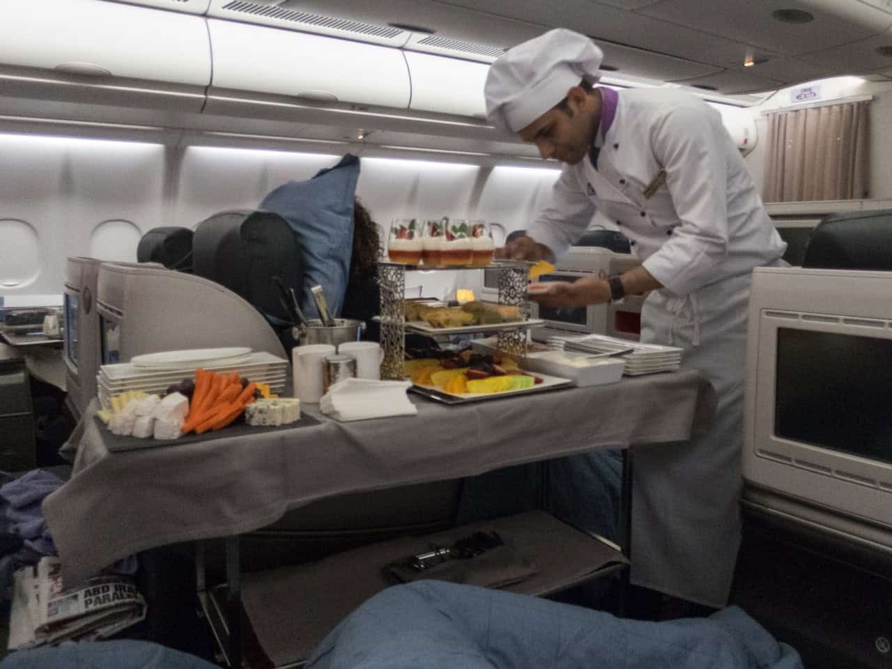 Onboard chef, it's all part of the Turkish Airlines business class experience.