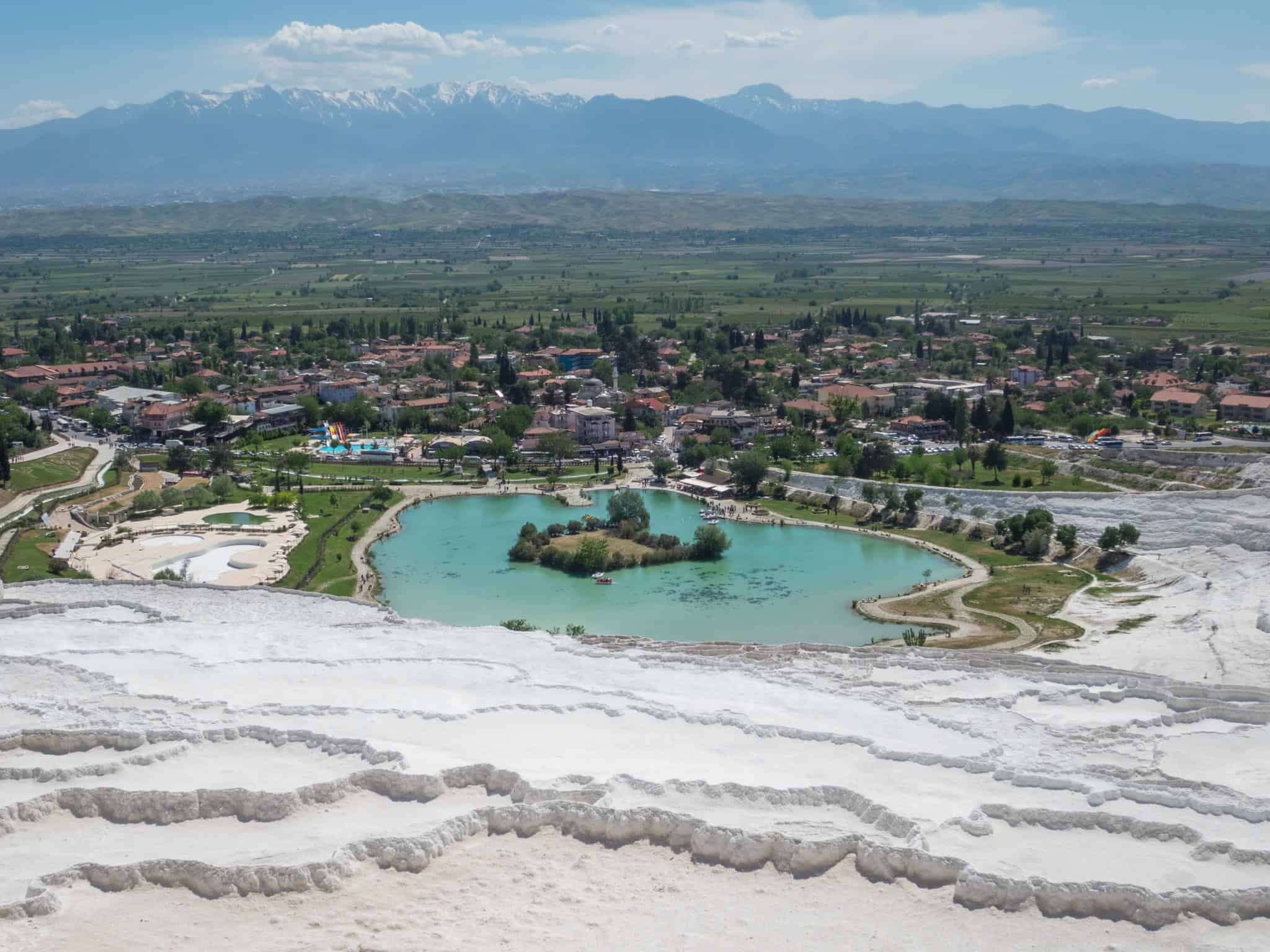 View from the top of Pamukkale cotton castle in Turkey.