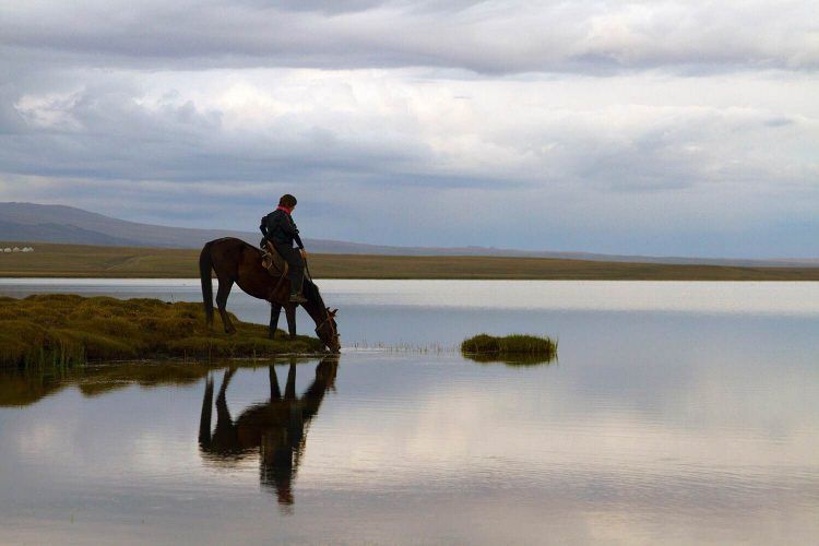 Song Kol Lake Perched on the edge of Song Kol Lake.