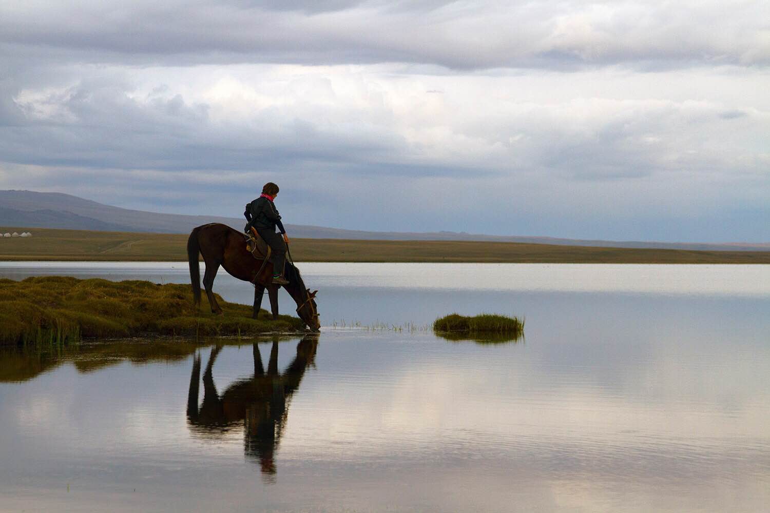 Perched on the edge of Song Kol Lake.