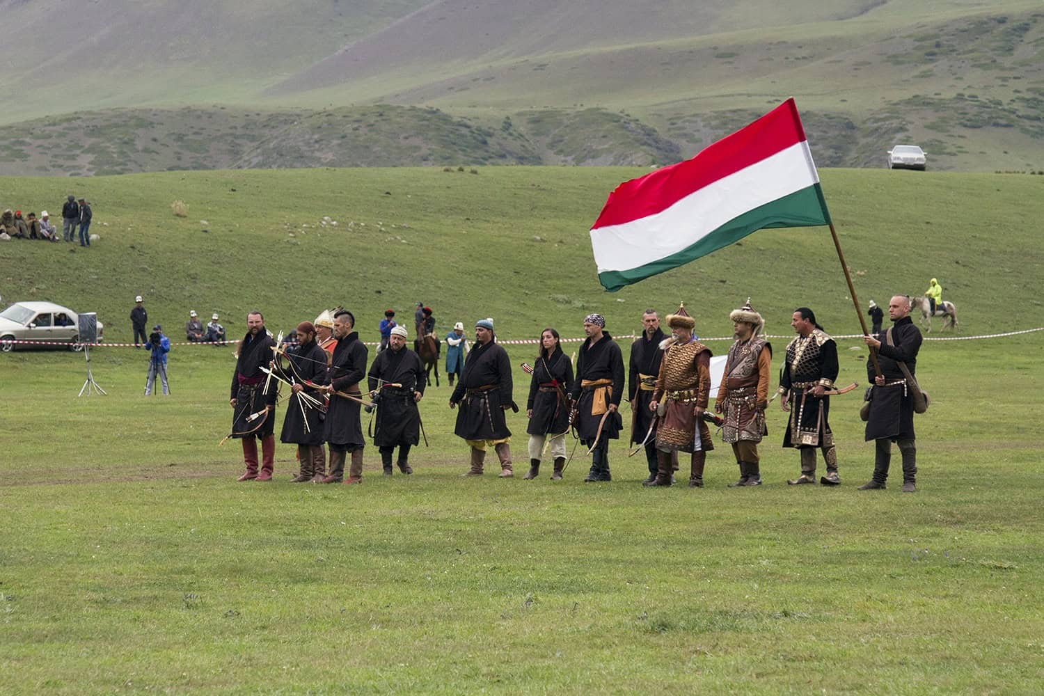 The Hungarian Archery team, before putting on a spectacle for all watching. 