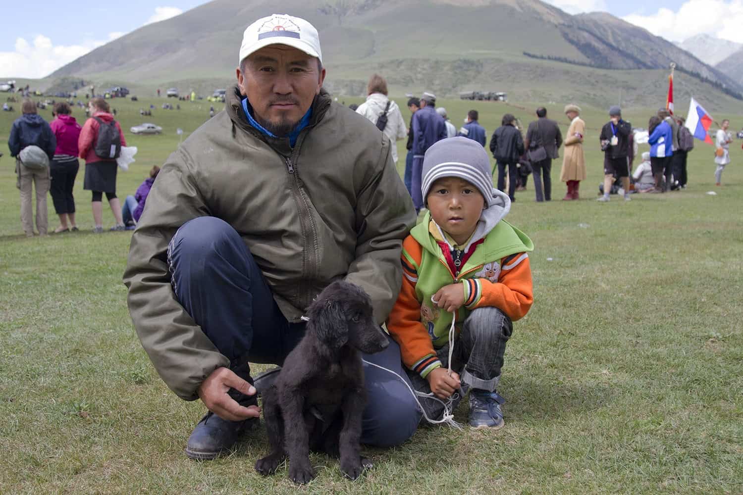 Murat, his son and the beautiful little Taigan puppy.