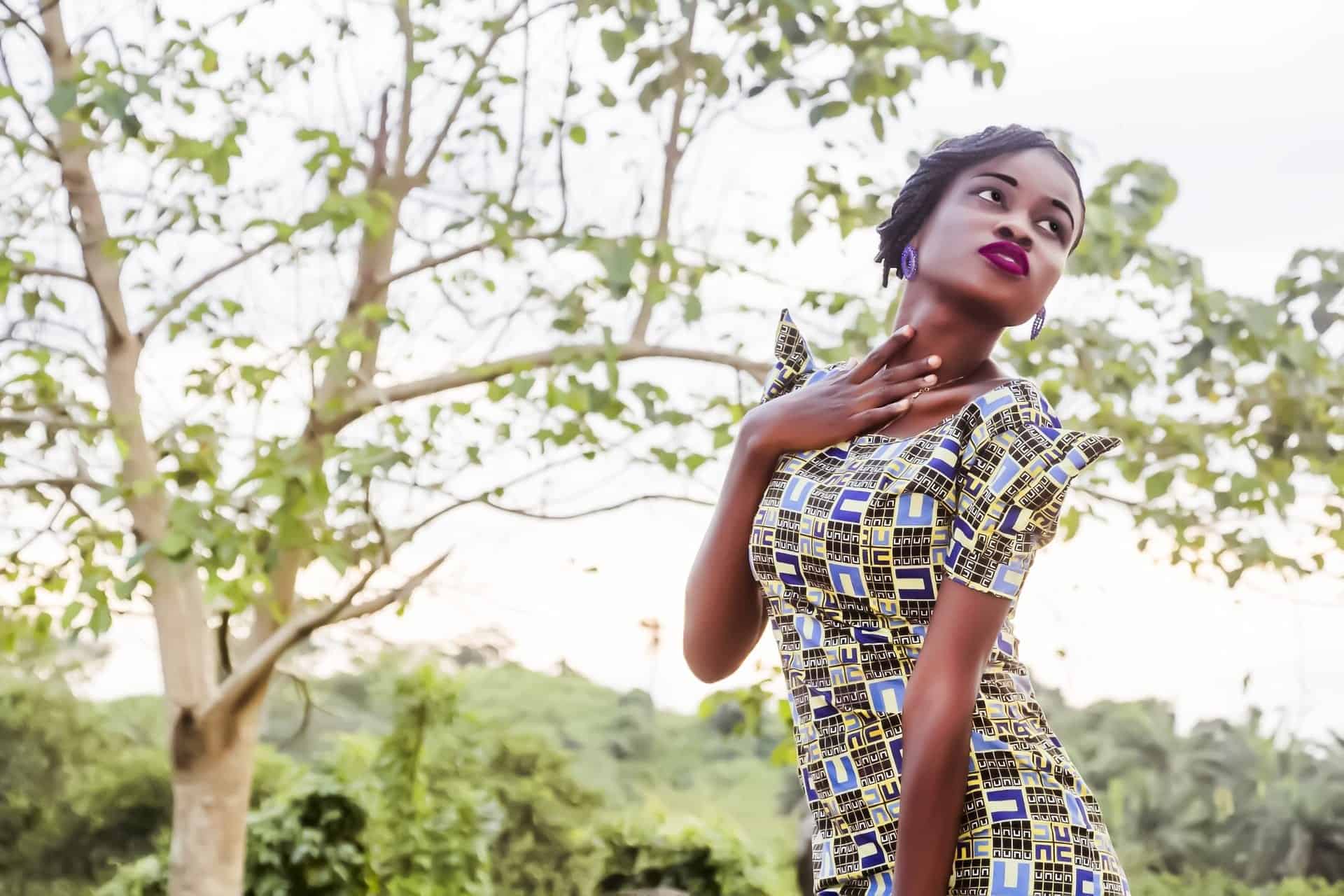 African woman wearing bold patterns