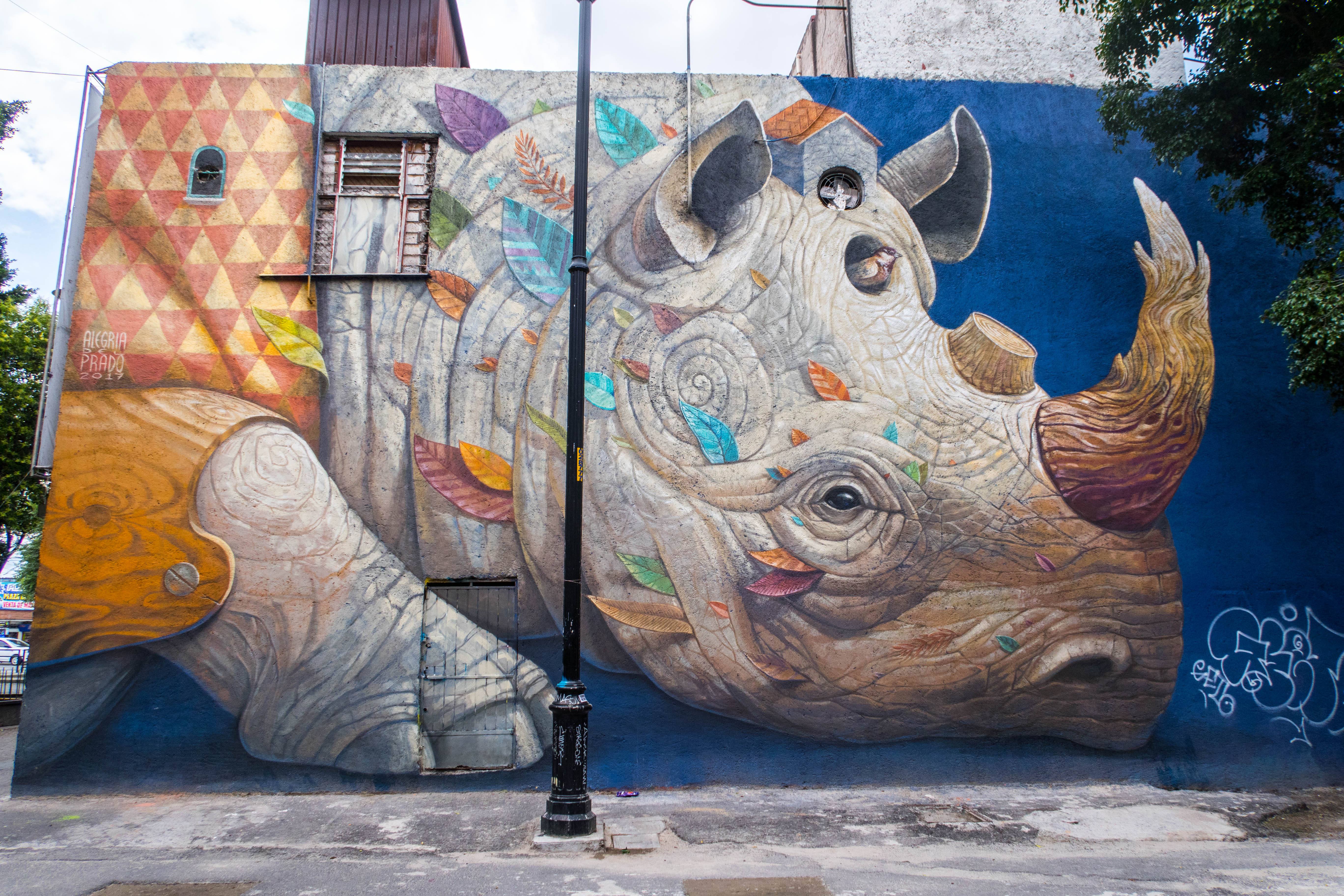 Rhino mural - Mexico City
