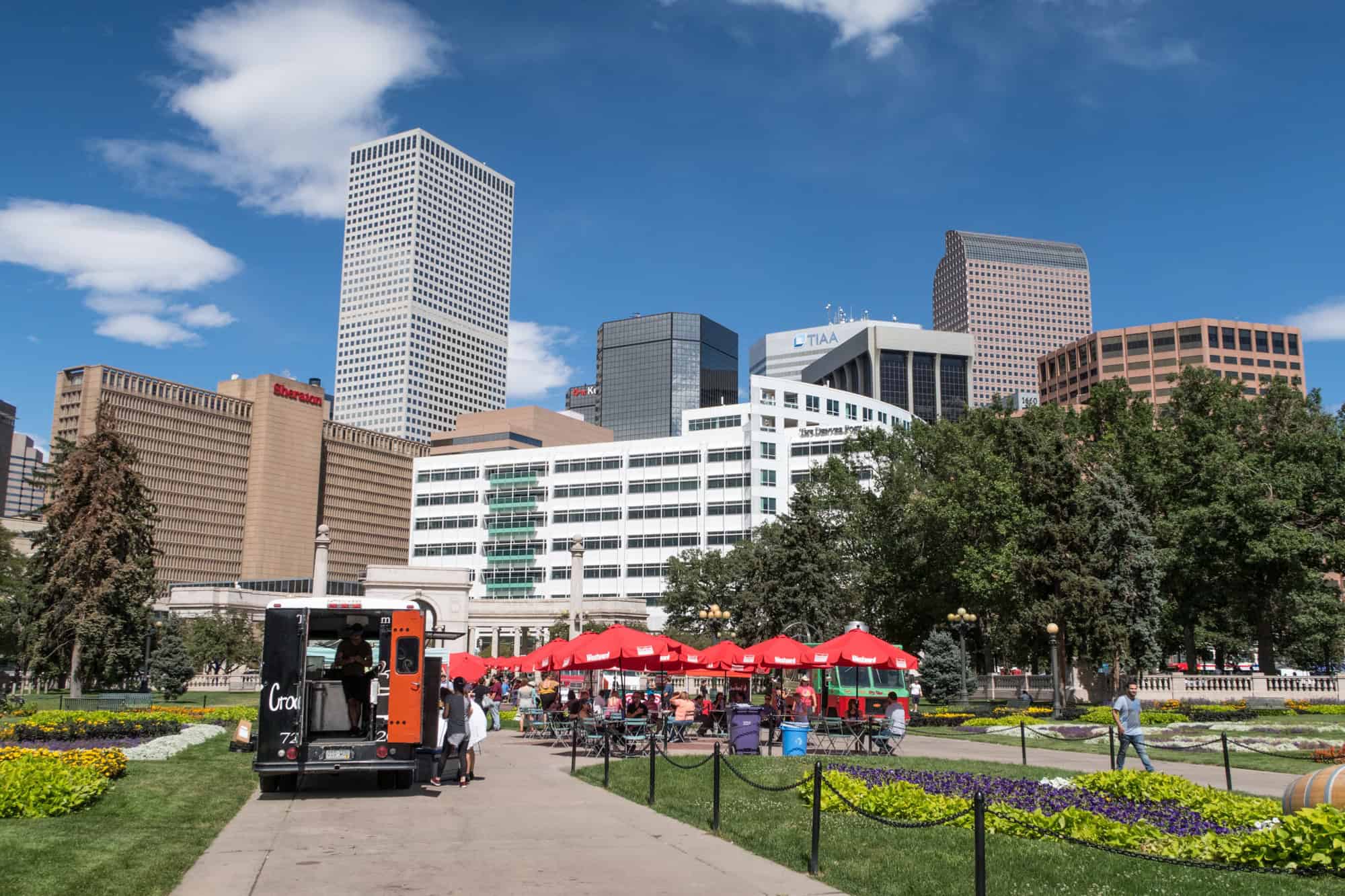 Food trucks at lunchtime in Civic Center Park