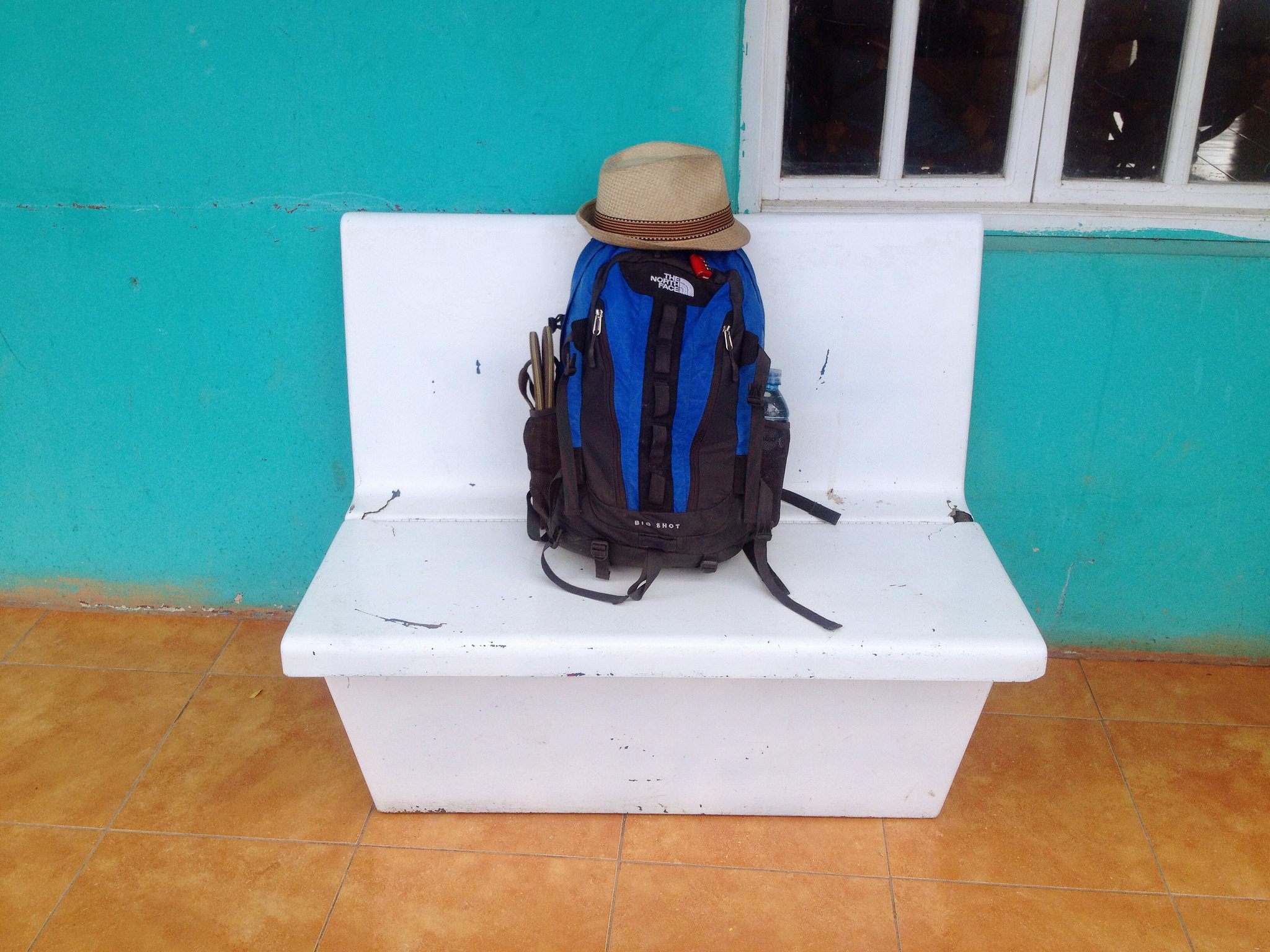Backpack with red combo lock - Ometepe, Nicaragua 