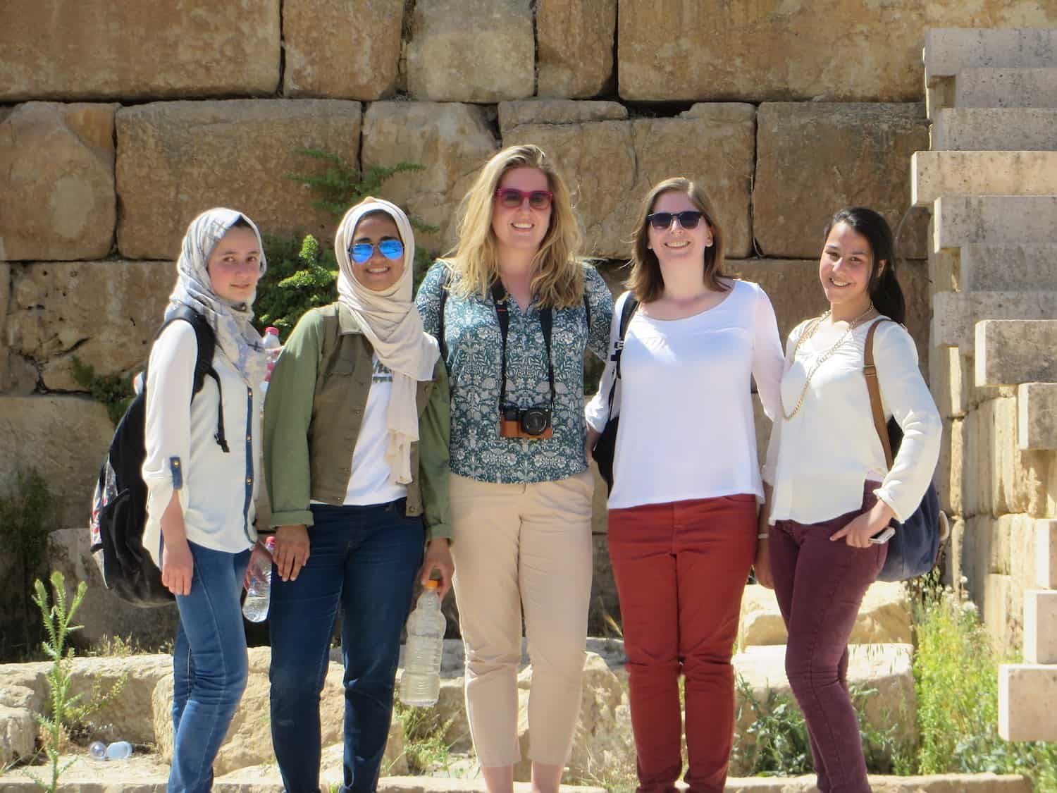 Taking selfies with the locals in Jerash