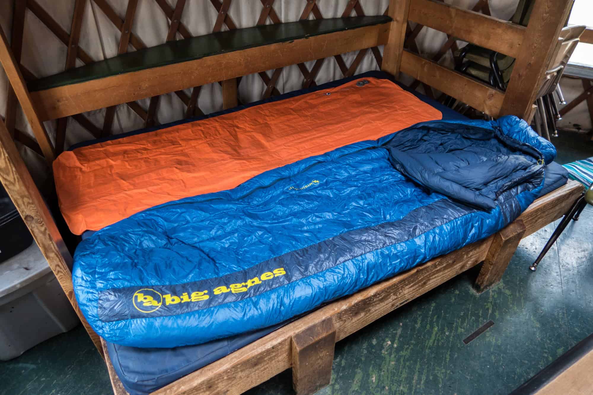 Big Agnes sleeping bag and air mattress