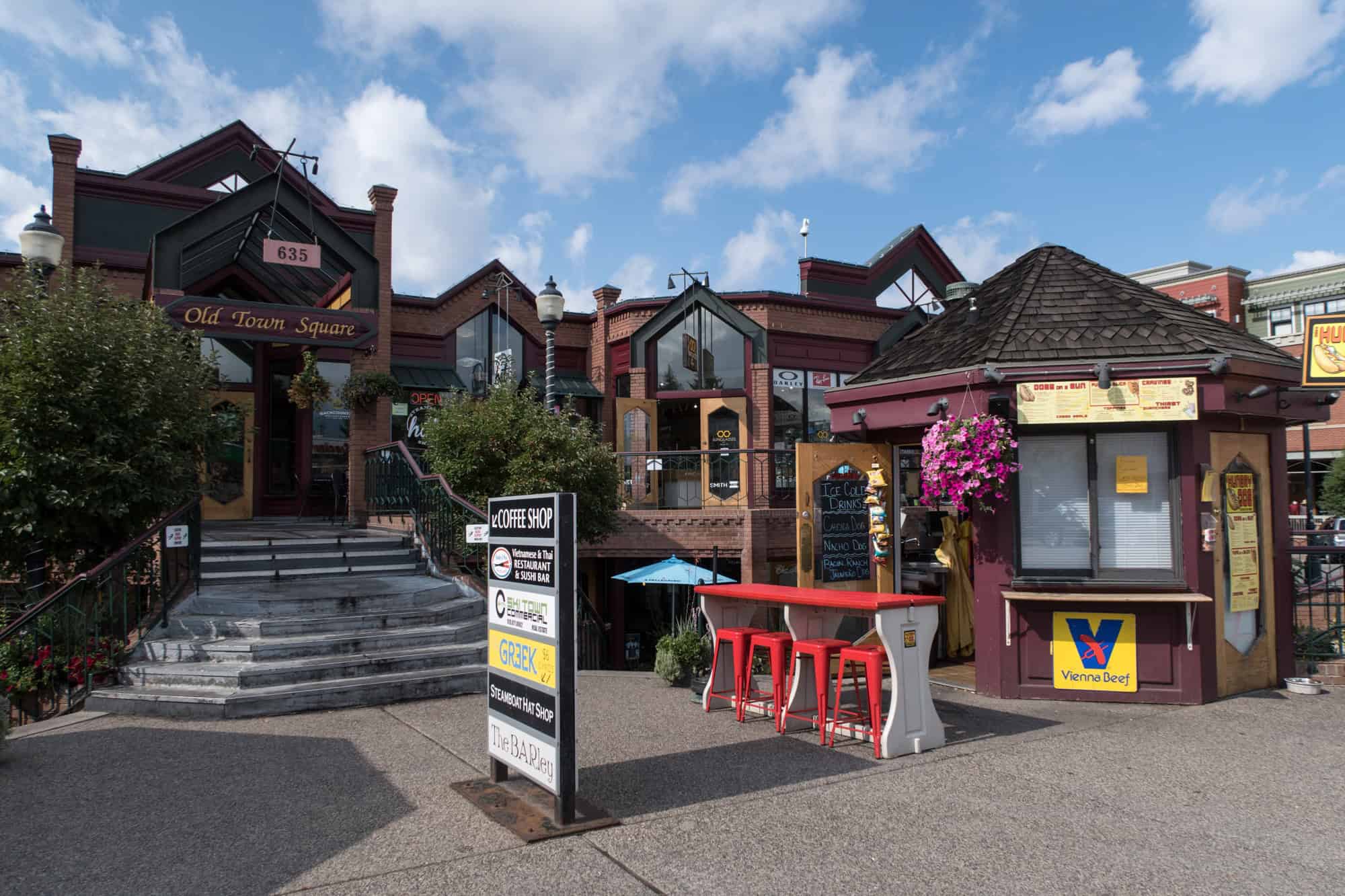 Shops and restaurants in downtown Steamboat