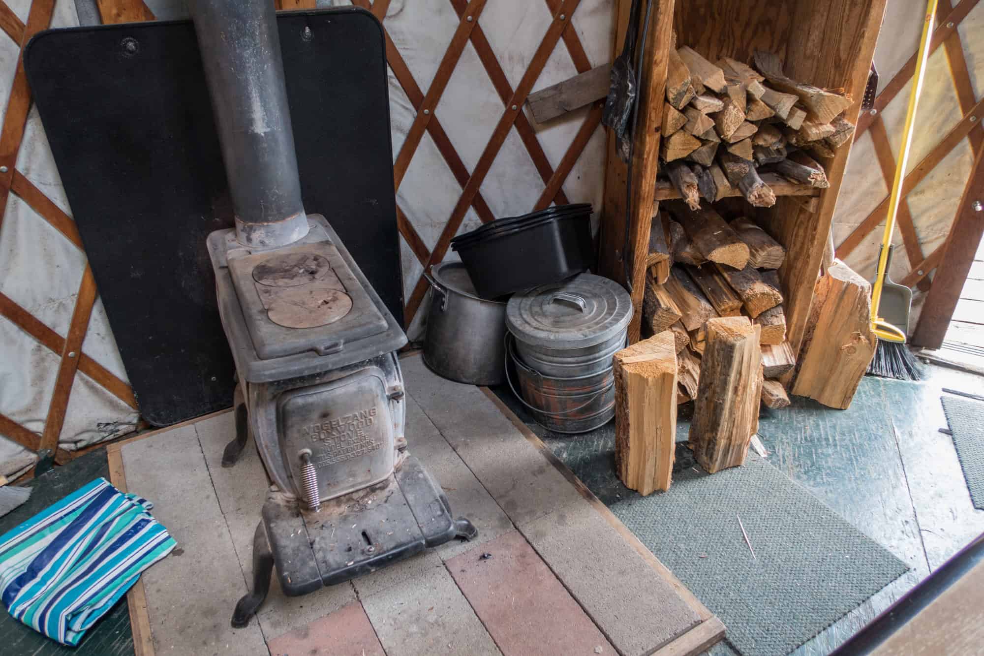 Wood stove and lumber