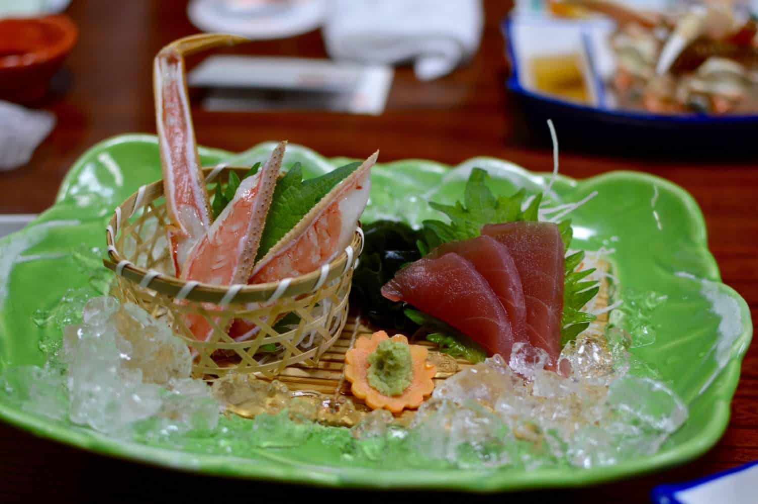 Crab sashimi in the Chubu Region