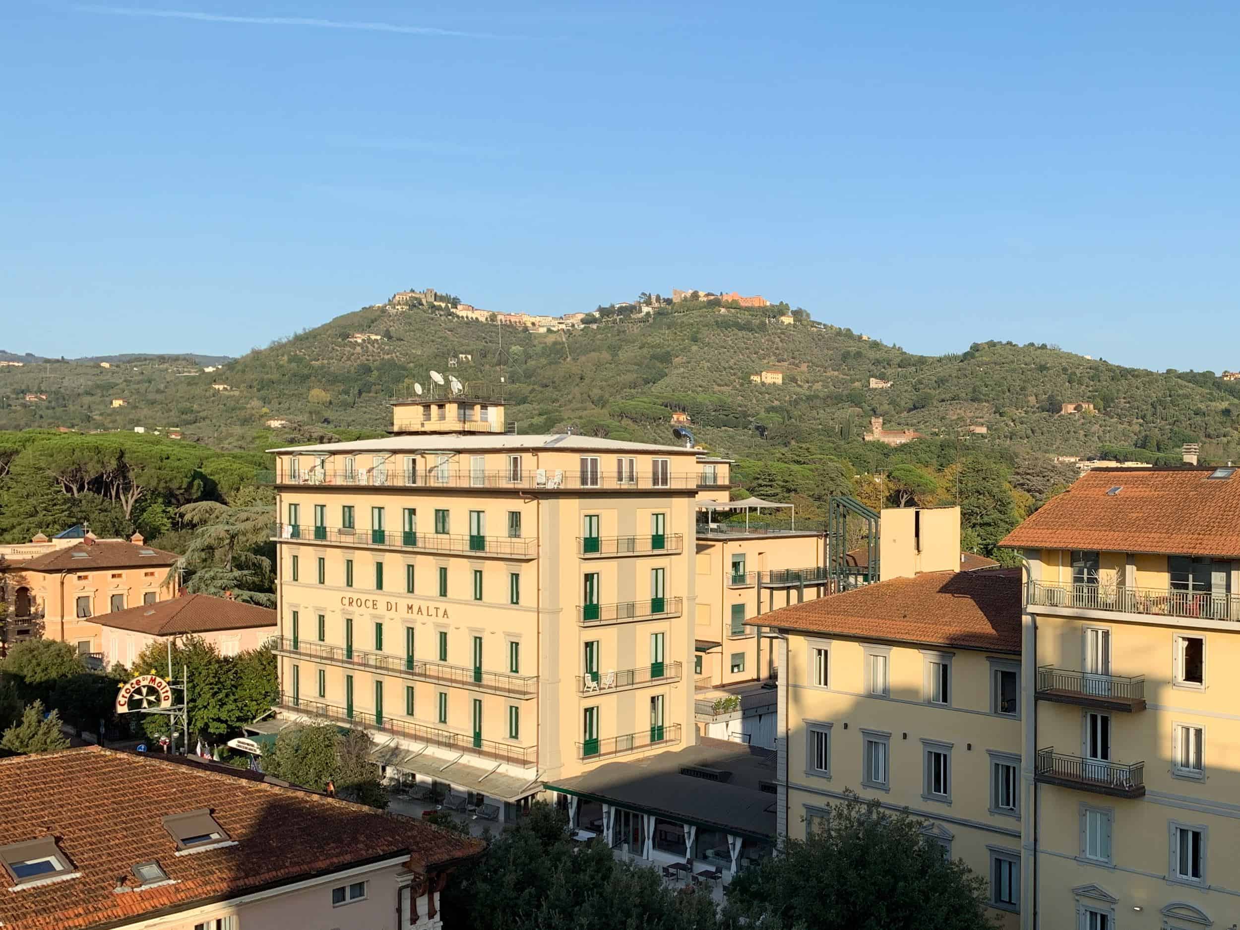 Montecatini Terme, with old town visible on hilltops