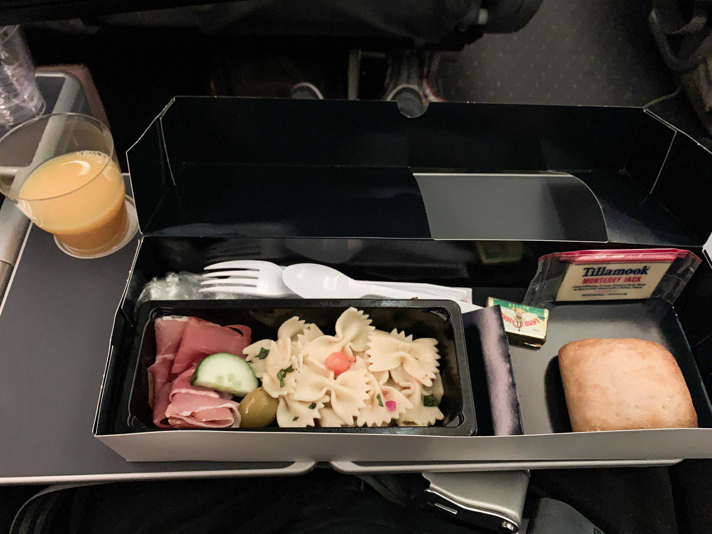 Snack service before landing at London Gatwick airport