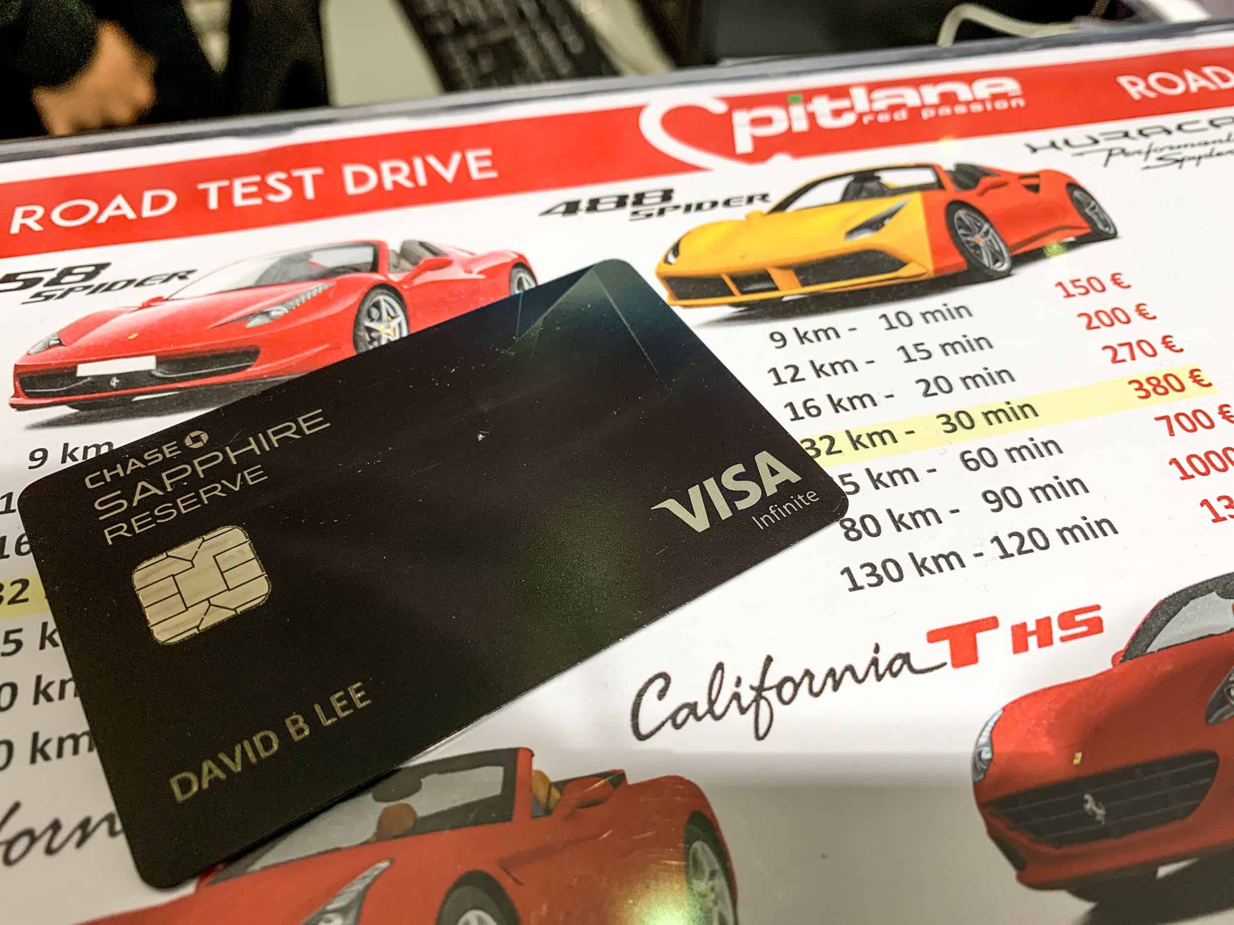 Using my Chase Sapphire Reserve credit card to drive a Ferrari in Italy.