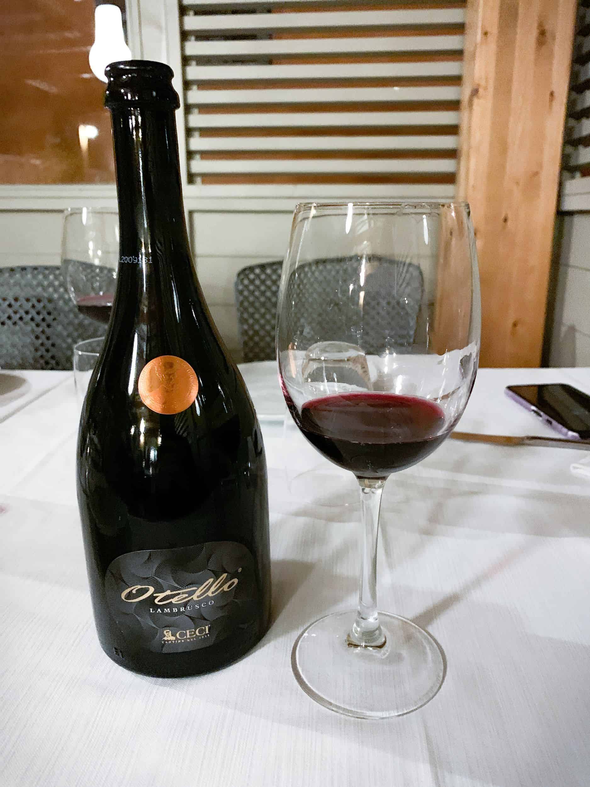 Lambrusco is sparkling red wine common in Emilia-Romagna, Italy.