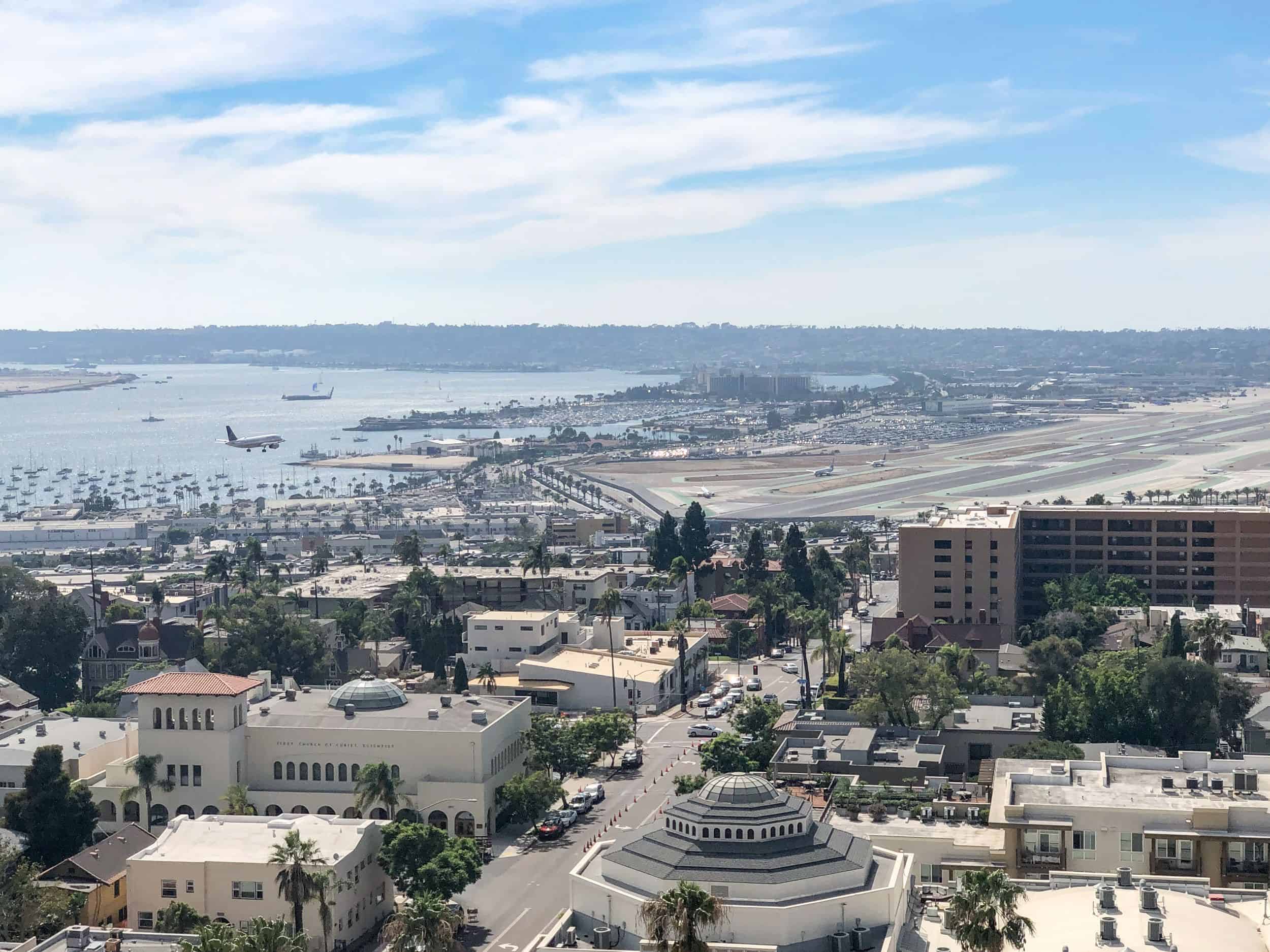 Watching planes land at the San Diego Airport