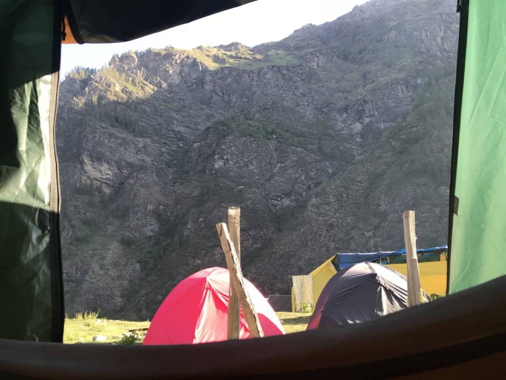 Camping tents setup at Kheerganga