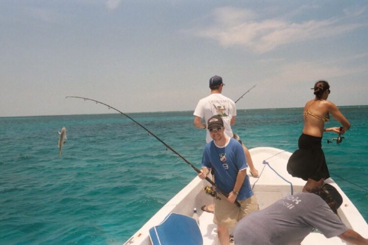 Catching yellowtail snapper in Belize (2006)