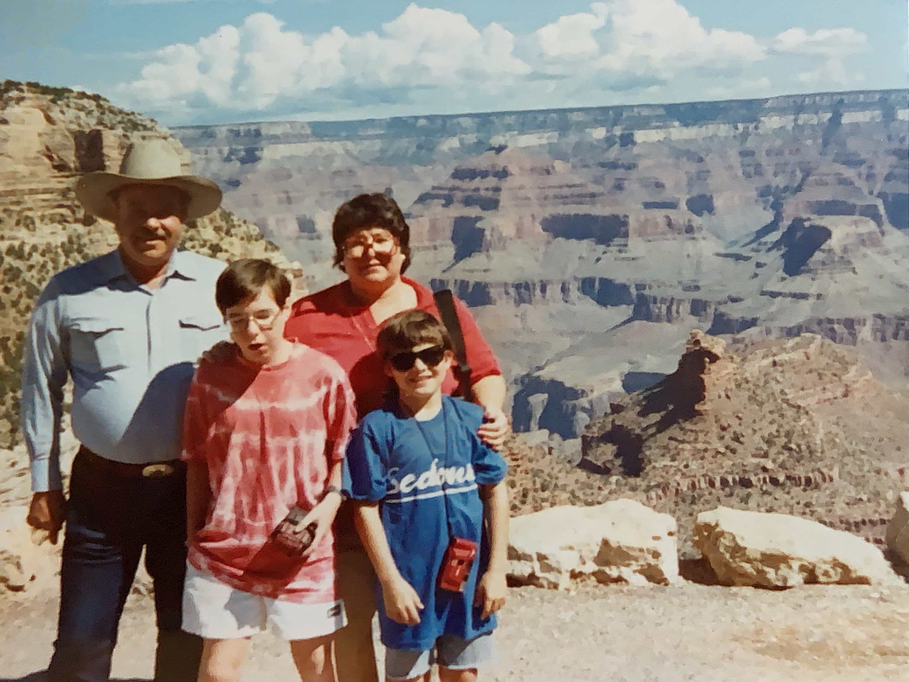 Grand Canyon (L to R): Uncle Andy, me, Mom, younger brother Jon