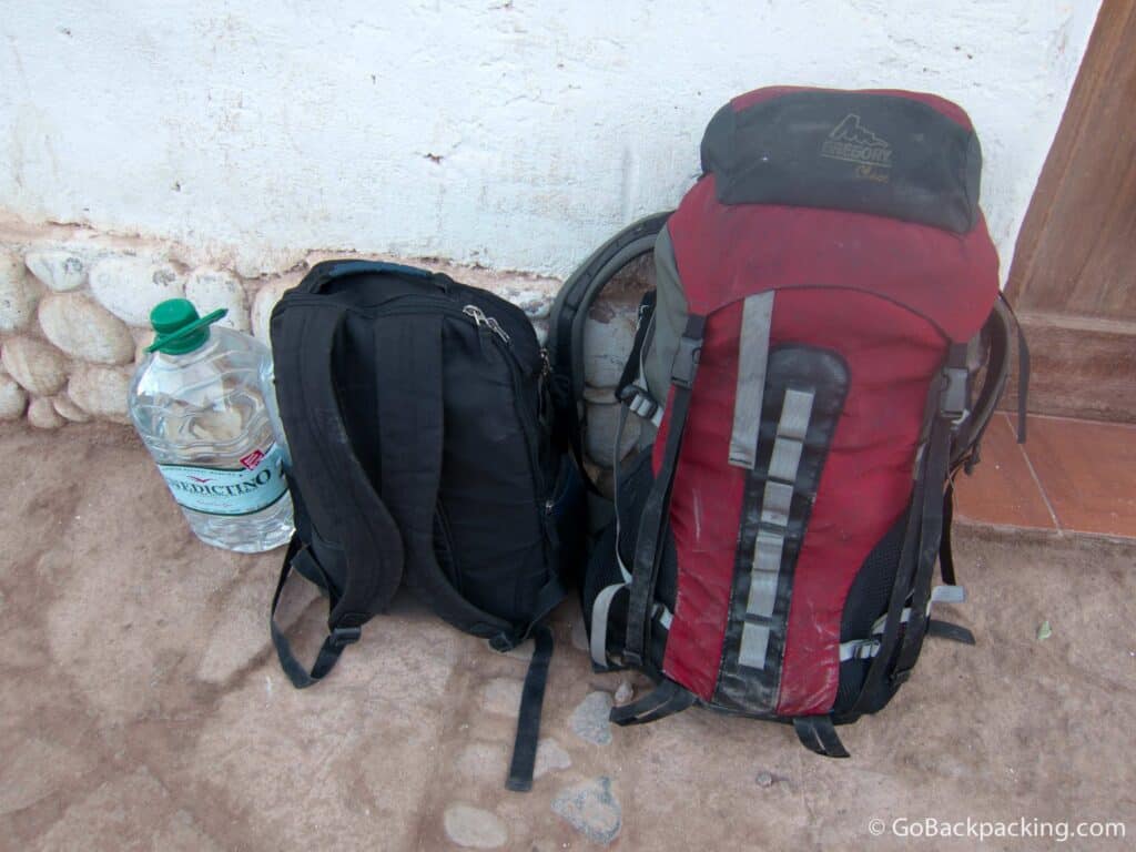 Dave's original Gregory Chaos backpack (red) and day pack - Atacama Desert, Chile