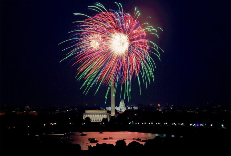 Seeing the fireworks over the National Mall in Washington, DC is one of many popular 4th of July travel ideas