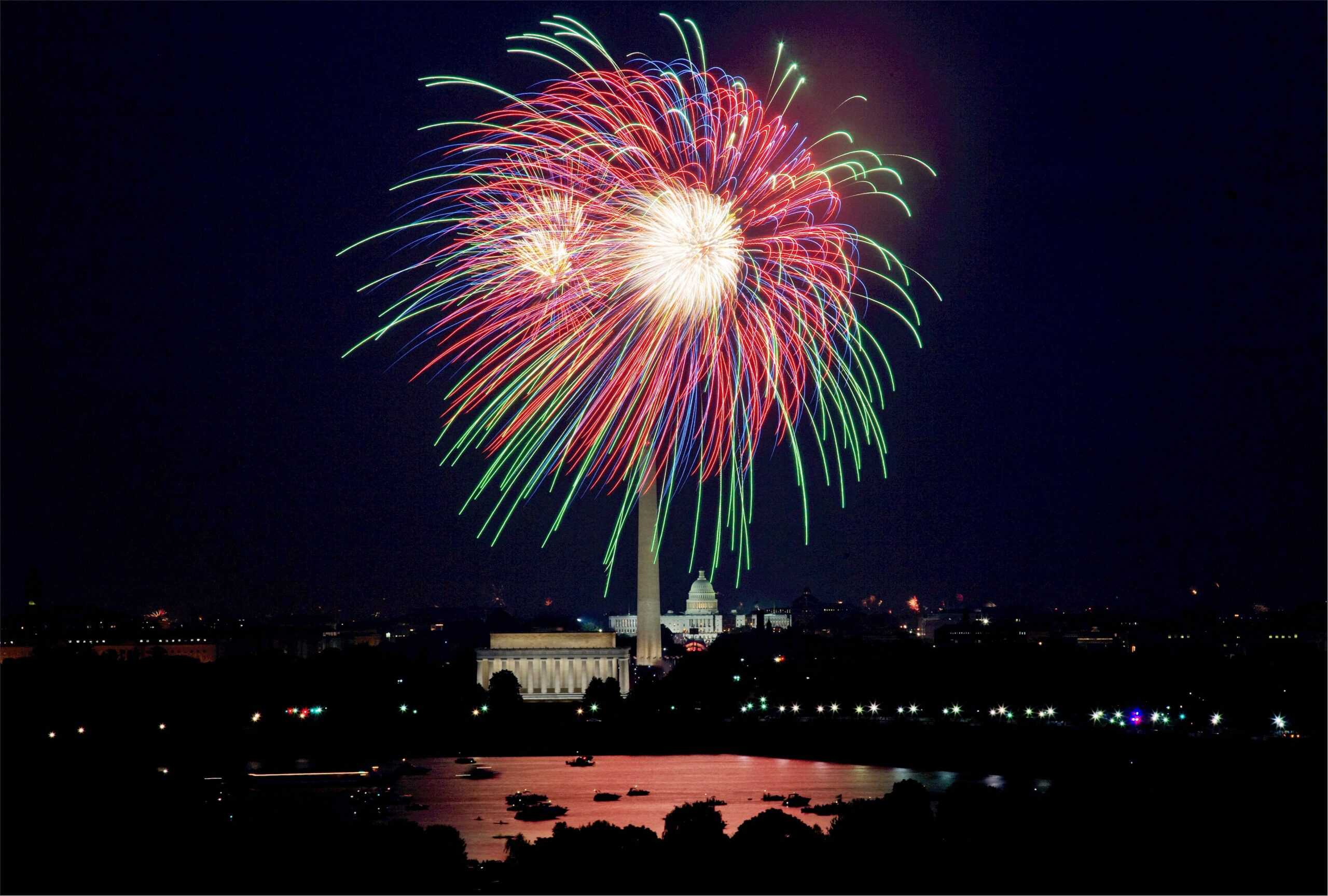 Seeing the fireworks over the National Mall in Washington, DC is one of many popular 4th of July travel ideas