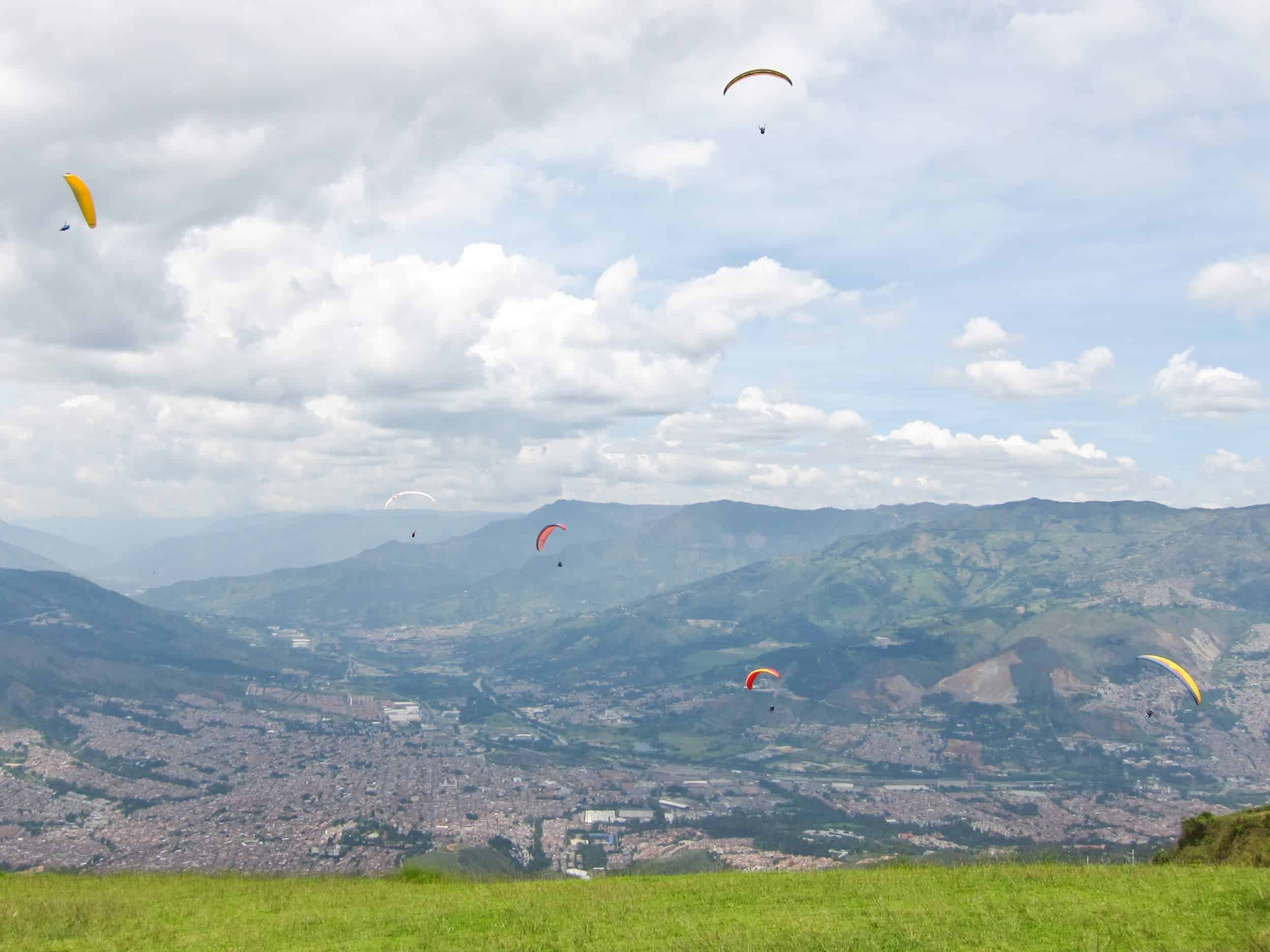 Paragliders in Medellin