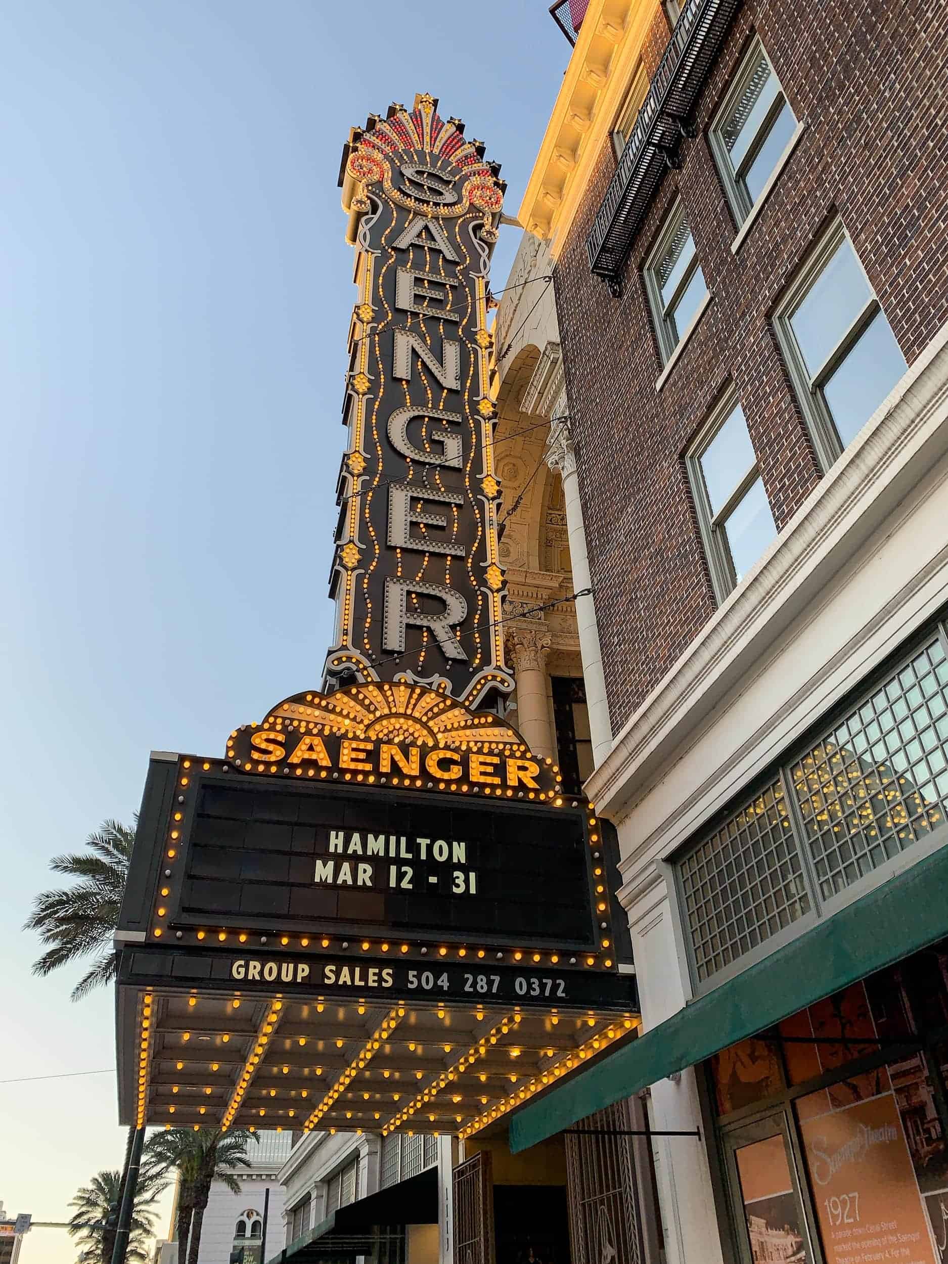 Hamilton playing at the Saenger Theater.