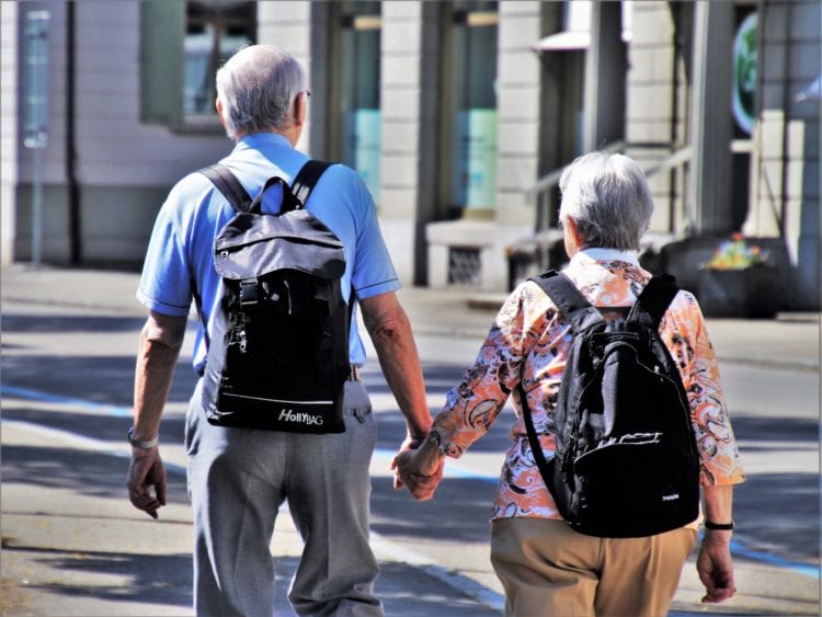 Elderly backpackers