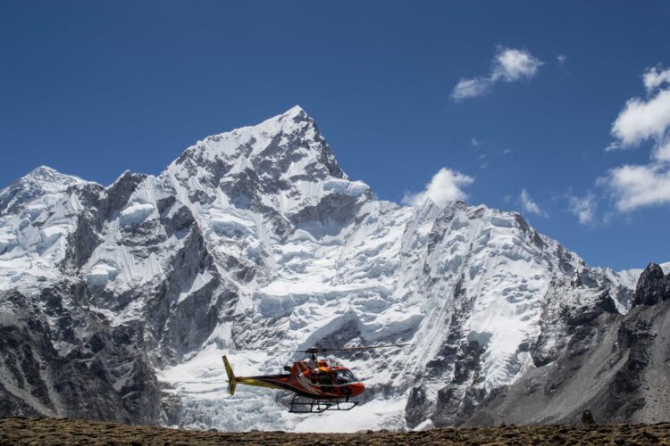 Helicopter at Everest Base Camp