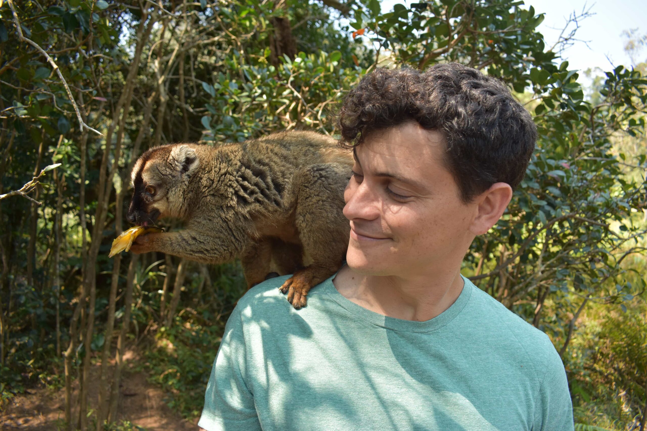 Matt with a lemur in Madagascar
