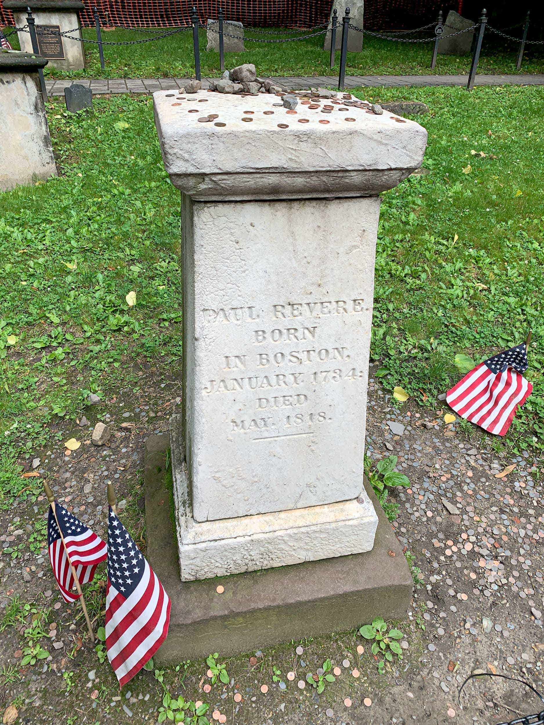 Paul Revere's grave in the Granary Burying Ground