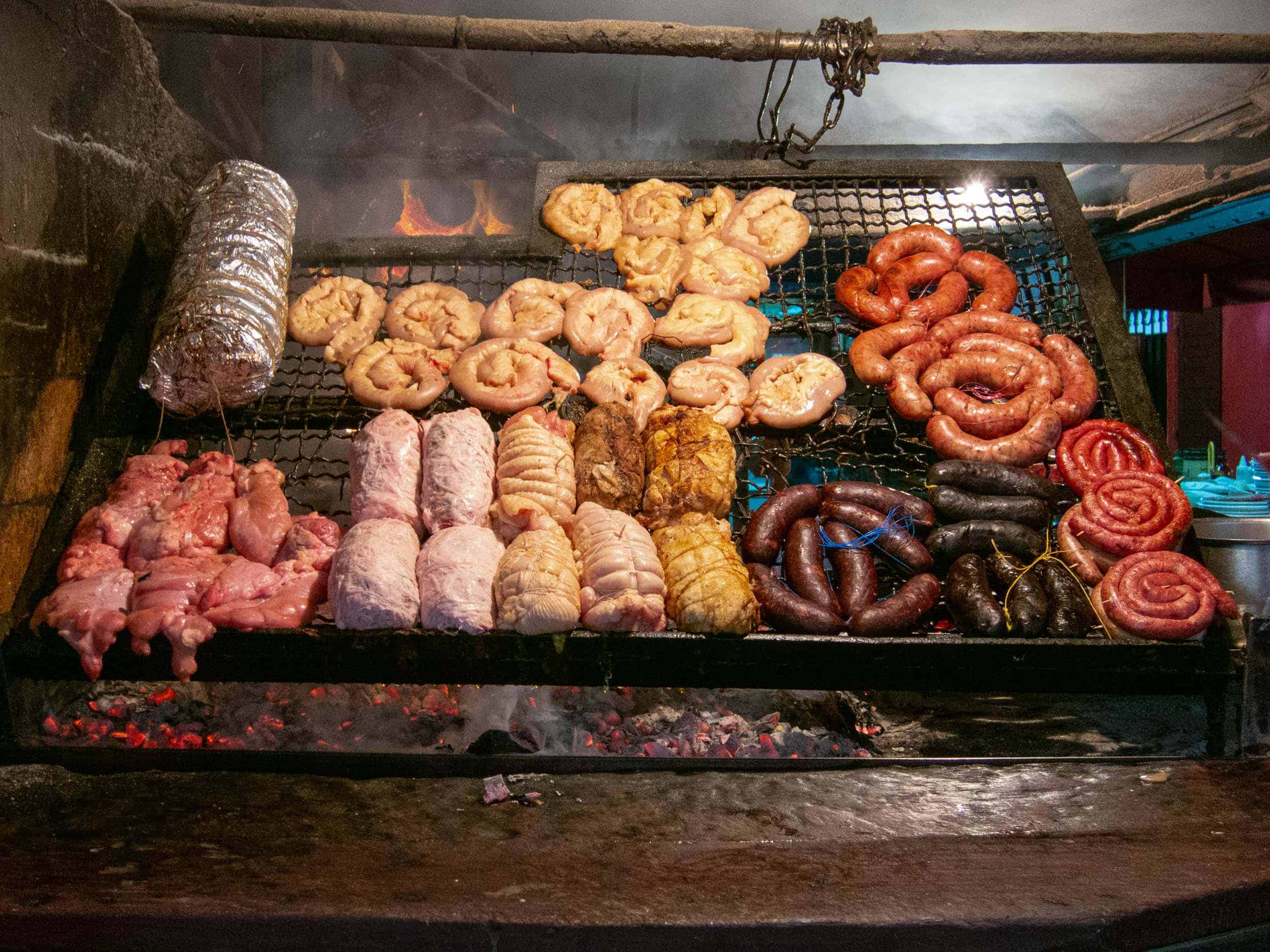 Asado with sausages & sweetbreads at Mercado del Puerto. This is Uruguayan food at its best!