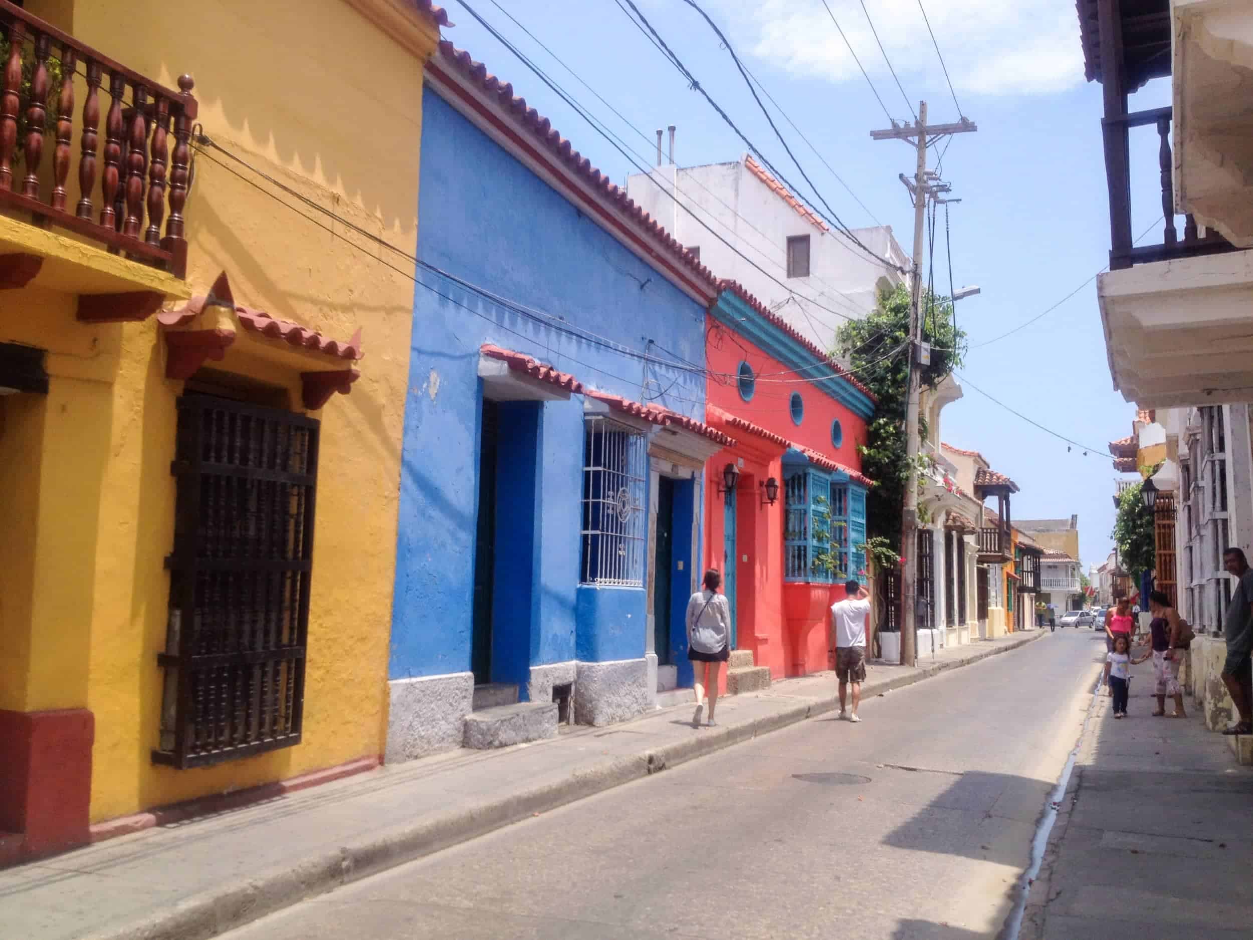 Colorful street in Old Town Cartagena