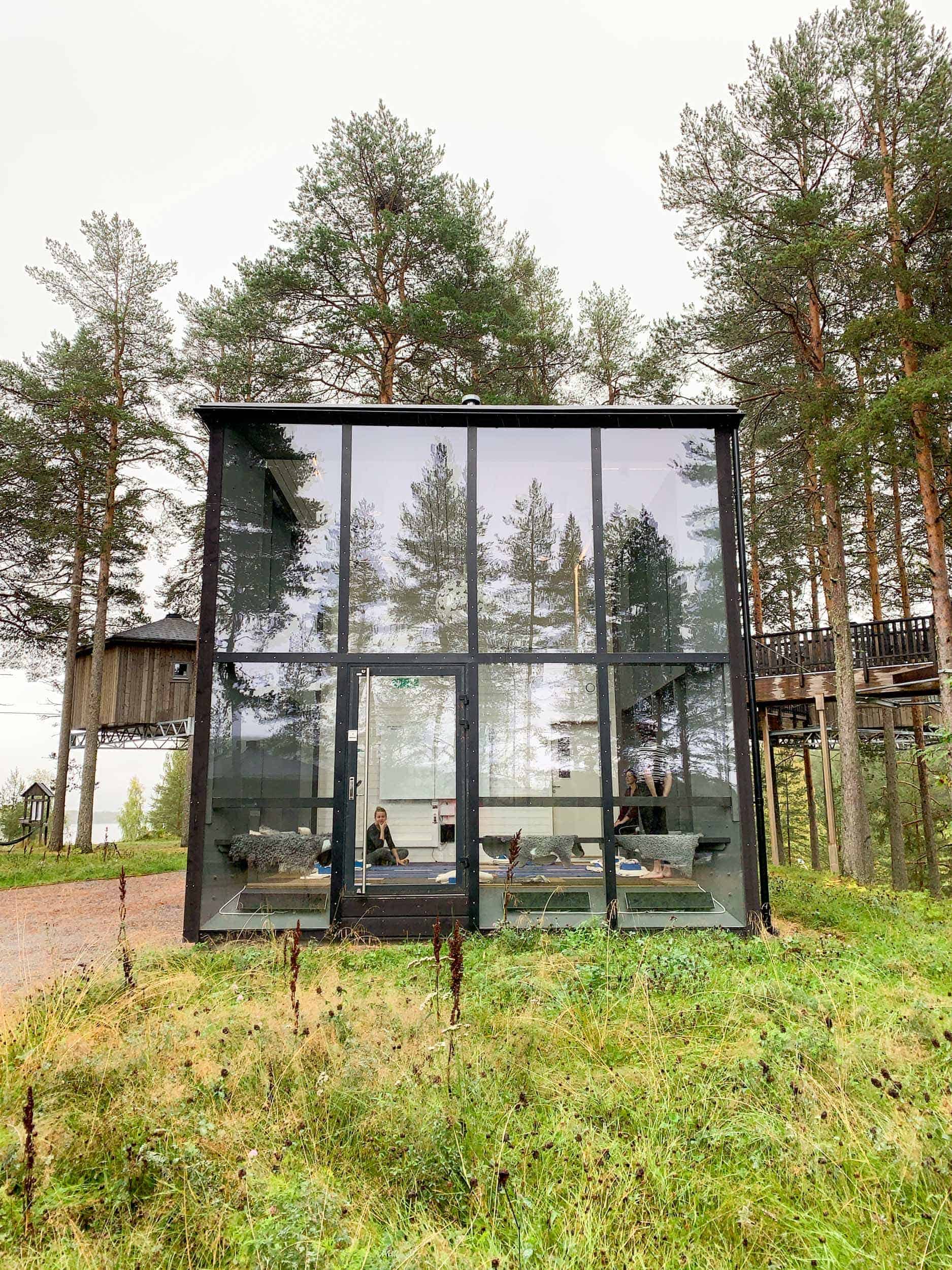 Glass house at Granö Beckasin hotel