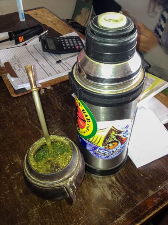 Mate and thermos of hot water